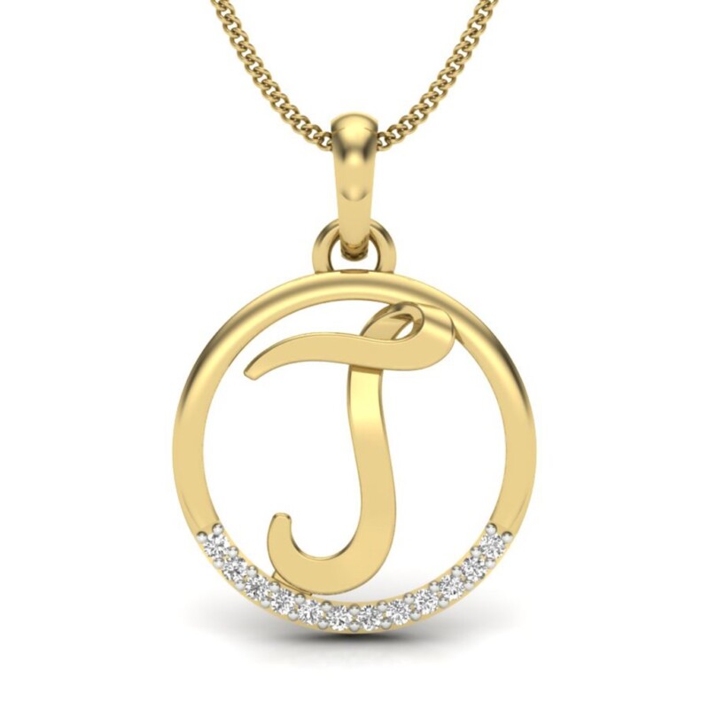 IGI Certified Natural Diamond Design Pendant 14K/18K Fine Yellow Gold