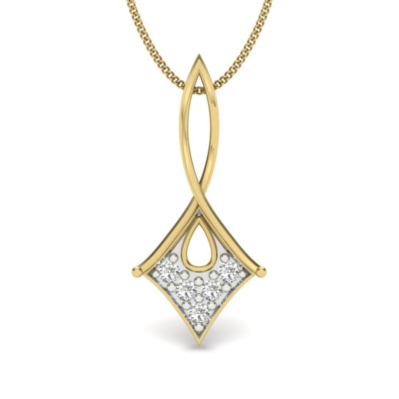 IGI Certified Natural Diamond Design Pendant 14K/18K Fine Yellow & White Gold