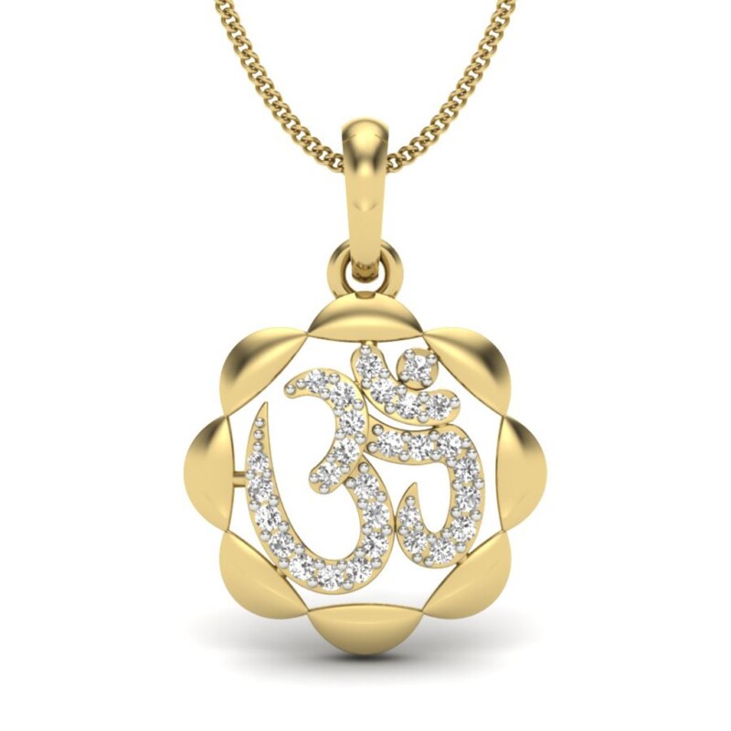 IGI Certified Natural Diamond Design Pendant 14K/18K Fine Yellow Gold