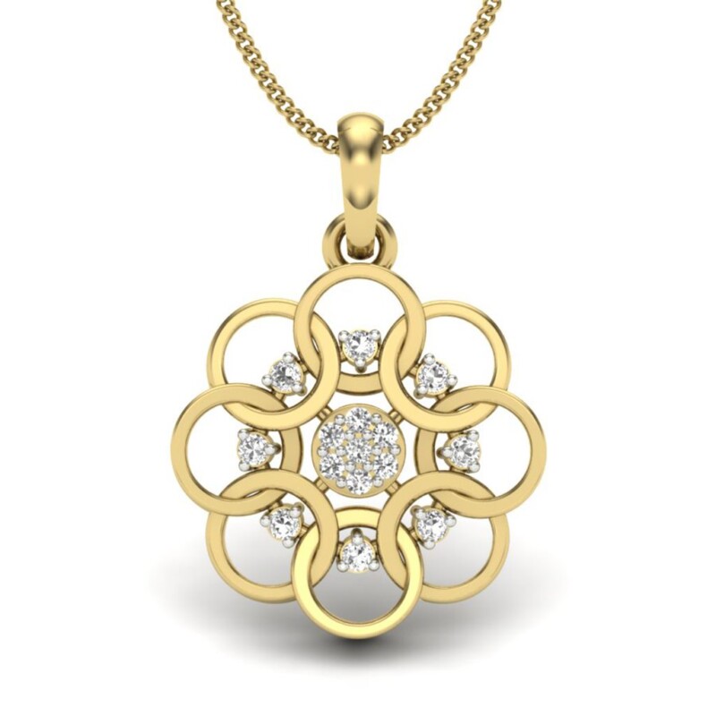 IGI Certified Natural Diamond Design Pendant 14K/18K Fine Yellow Gold