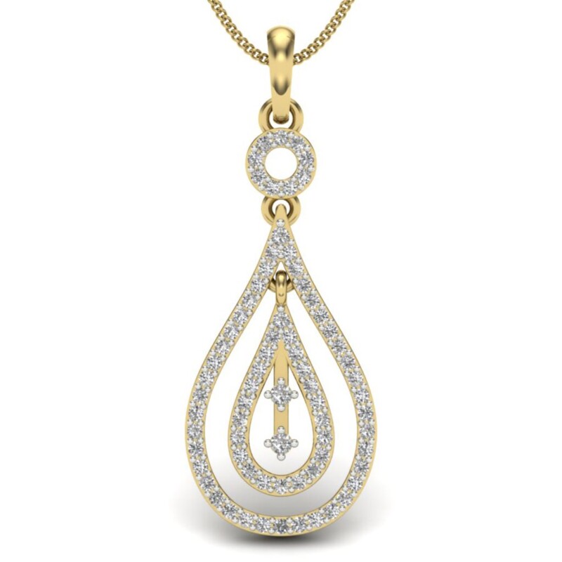 IGI Certified Natural Diamond Design Pendant 14K/18K Fine Yellow Gold