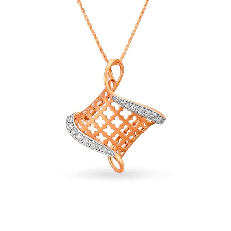 IGI Certified Natural Diamond Design Pendant 14K/18K Fine Rose Gold