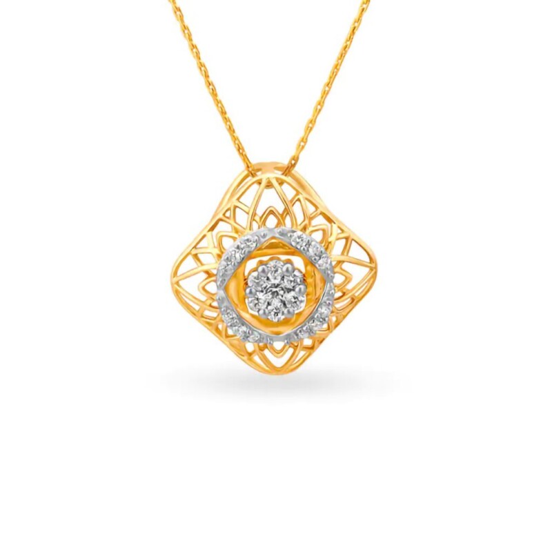 IGI Certified Natural Diamond Design Pendant 14K/18K Fine Yellow Gold