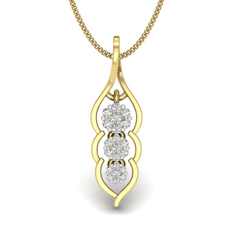 IGI Certified Natural Diamond Design Pendant 14K/18K Fine Yellow Gold