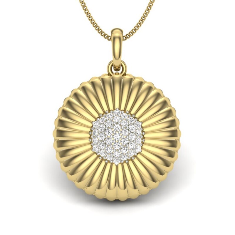 IGI Certified Natural Diamond Design Pendant 14K/18K Fine Yellow Gold