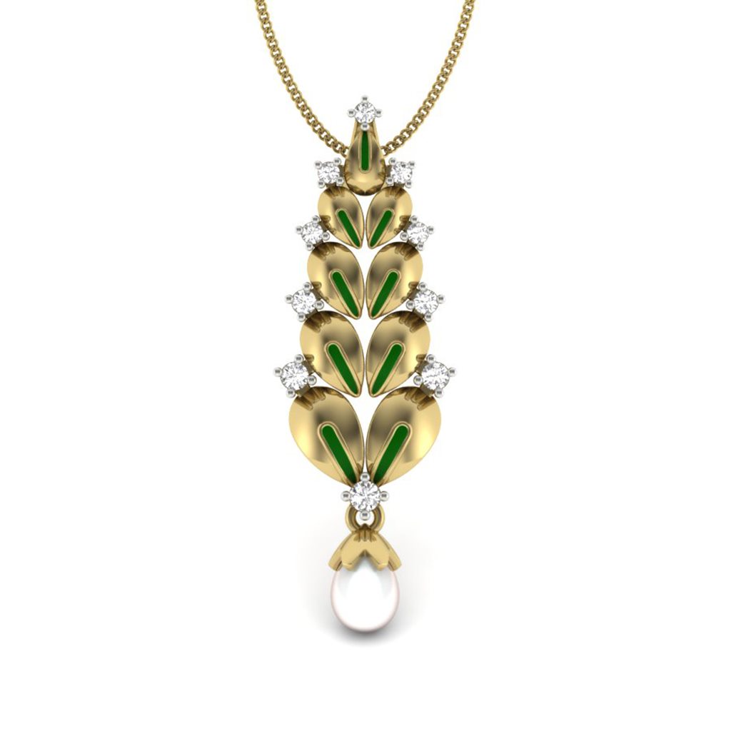 IGI Certified Natural Diamond Design Pendant 14K/18K Fine Yellow Gold