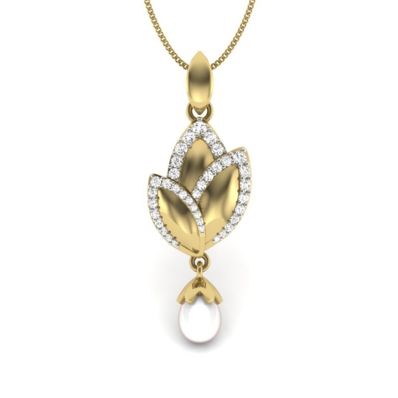 IGI Certified Natural Diamond Design Pendant 14K/18K Fine Yellow Gold