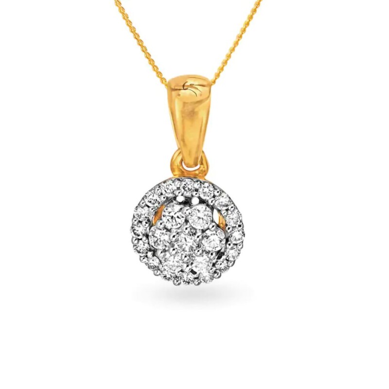 IGI Certified Natural Diamond Design Pendant 14K/18K Fine Yellow Gold