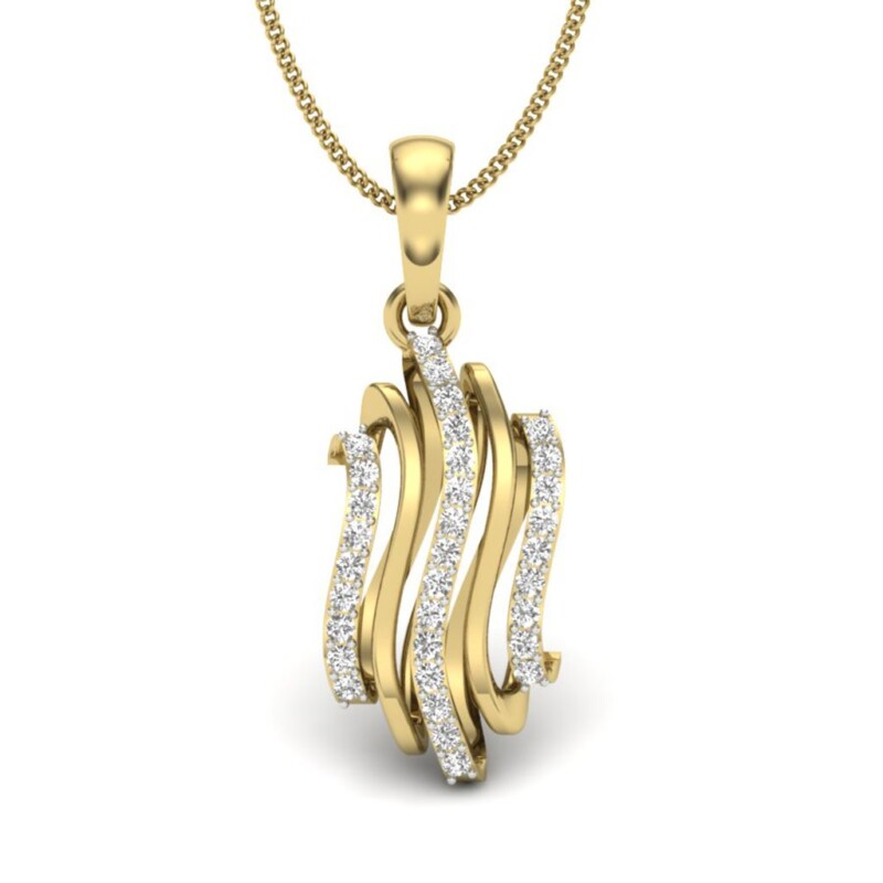 IGI Certified Natural Diamond Design Pendant 14K/18K Fine Yellow Gold