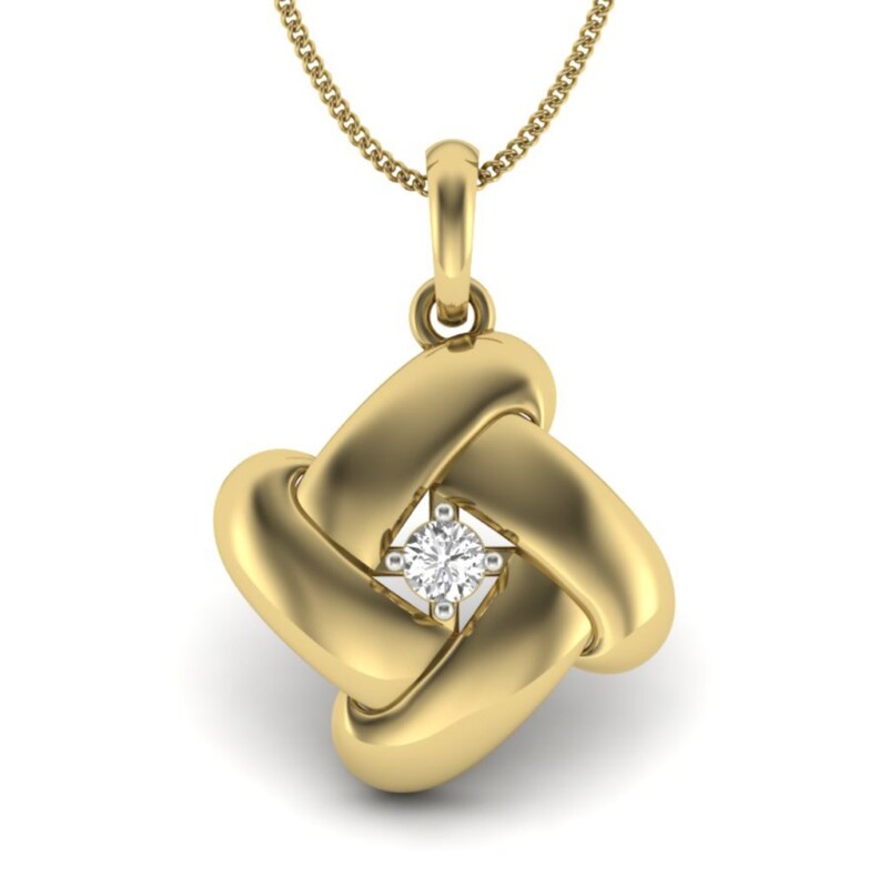 IGI Certified Natural Diamond Design Pendant 14K/18K Fine Yellow Gold