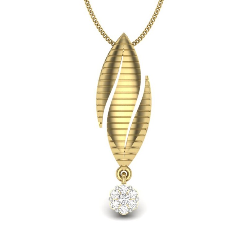 IGI Certified Natural Diamond Design Pendant 14K/18K Fine Yellow Gold