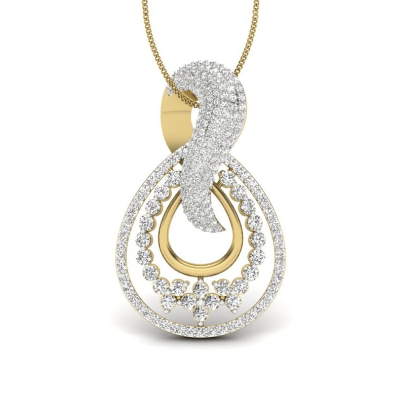 IGI Certified Natural Diamond Design Pendant 14K/18K Fine Yellow & White Gold