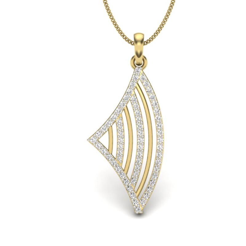 IGI Certified Natural Diamond Design Pendant 14K/18K Fine Yellow Gold