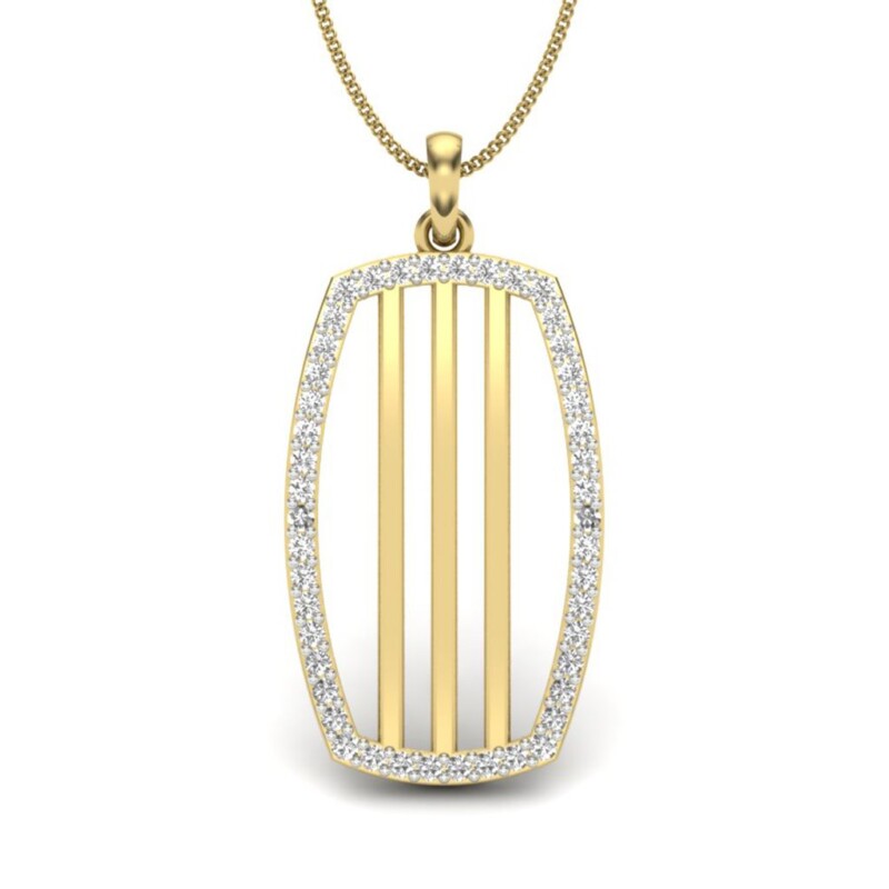 IGI Certified Natural Diamond Design Pendant 14K/18K Fine Yellow Gold