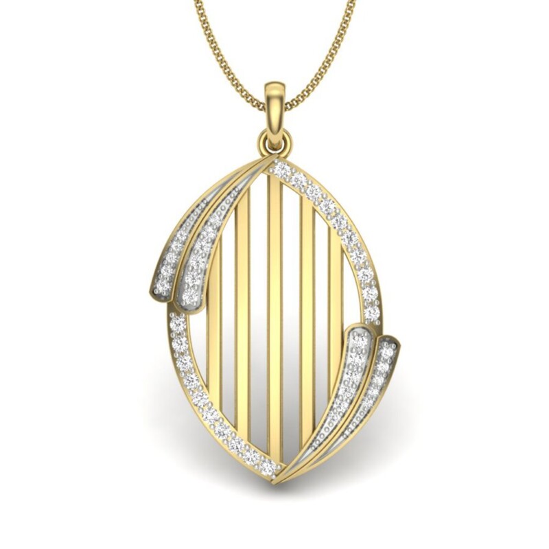 IGI Certified Natural Diamond Design Pendant 14K/18K Fine Yellow & White Gold