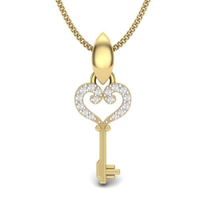 IGI Certified Natural Diamond Design Pendant 14K/18K Fine Yellow Gold