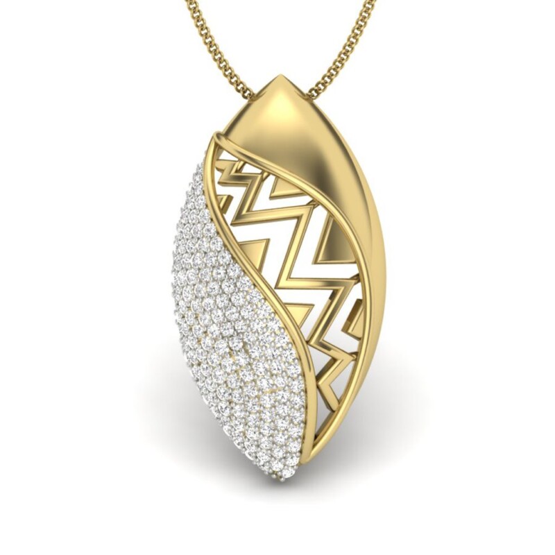 IGI Certified Natural Diamond Design Pendant 14K/18K Fine Yellow Gold