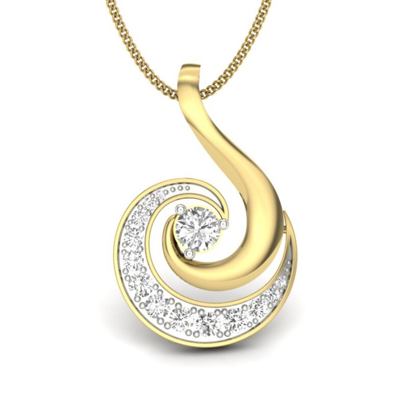 IGI Certified Natural Diamond Design Pendant 14K/18K Fine Yellow & White Gold