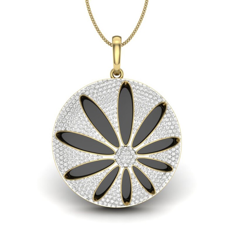 IGI Certified Natural Diamond Design Pendant 14K/18K Fine Yellow & white Gold