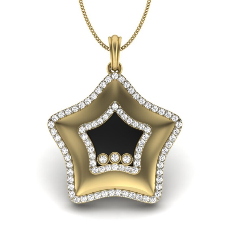 IGI Certified Natural Diamond Design Pendant 14K/18K Fine Yellow Gold