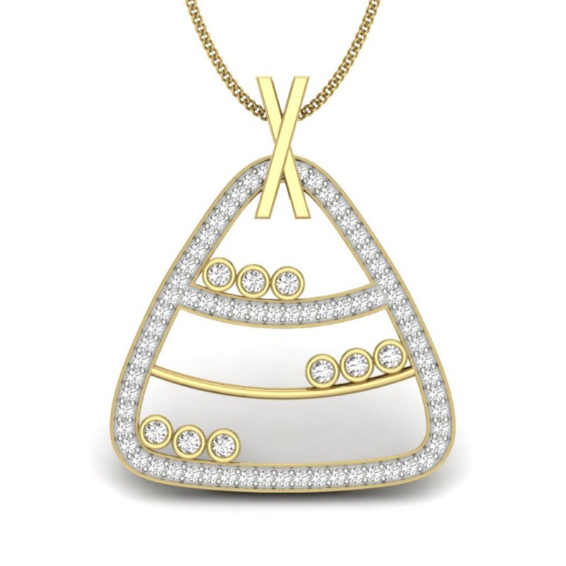 IGI Certified Natural Diamond Design Pendant 14K/18K Fine Yellow & white Gold