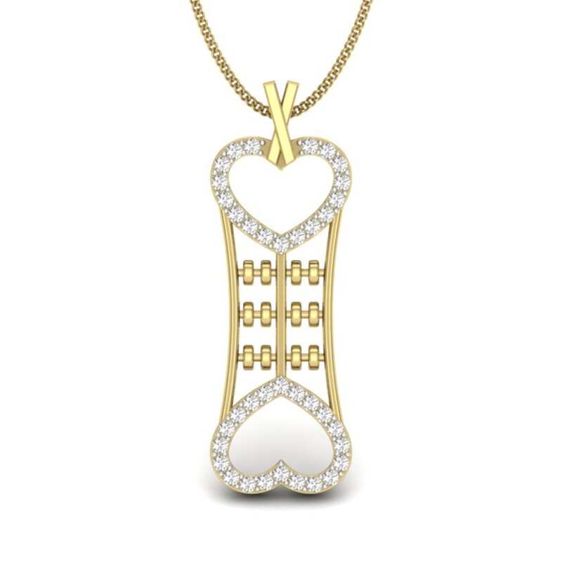 IGI Certified Natural Diamond Design Pendant 14K/18K Fine Yellow Gold