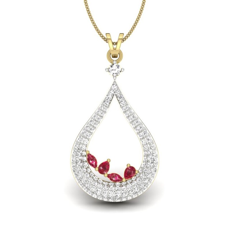 IGI Certified Natural Diamond Design Pendant 14K/18K Fine Yellow & white Gold