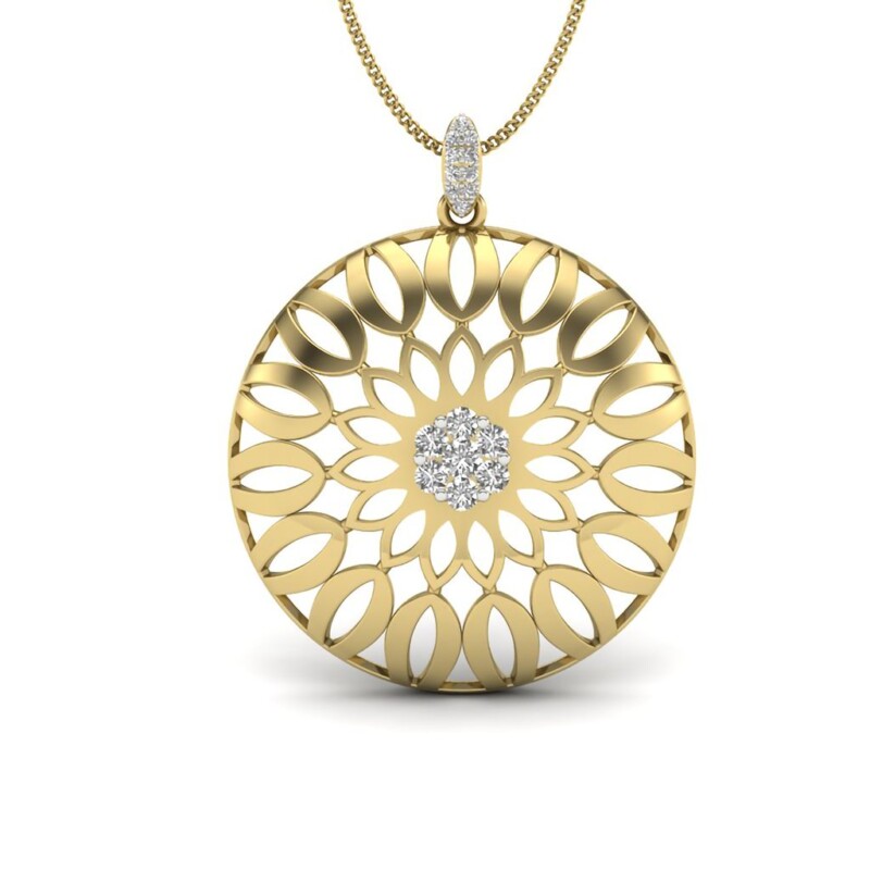 IGI Certified Natural Diamond Design Pendant 14K/18K Fine Yellow Gold