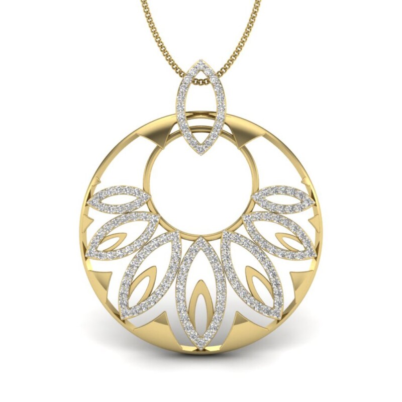 IGI Certified Natural Diamond Design Pendant 14K/18K Fine Yellow Gold