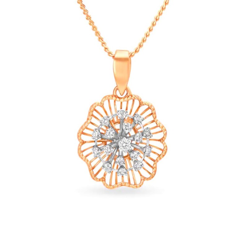 IGI Certified Natural Diamond Design Pendant 14K/18K Fine Rose Gold