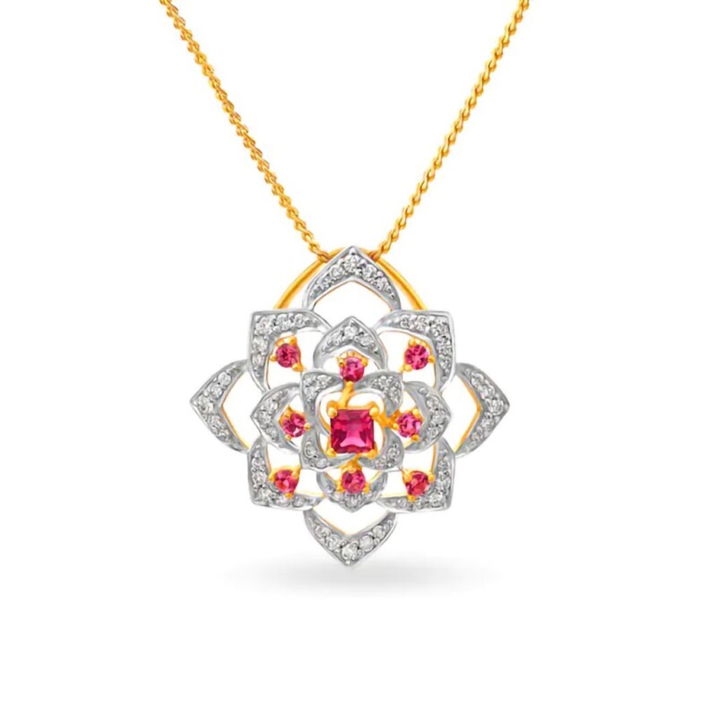 IGI Certified Natural Diamond Design Pendant 14K/18K Fine Yellow Gold