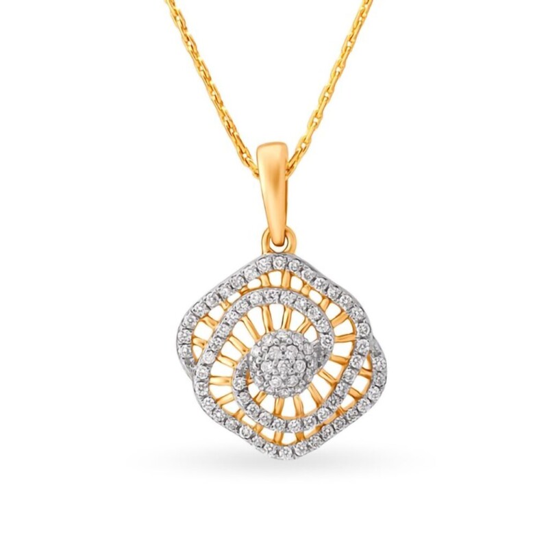 IGI Certified Natural Diamond Design Pendant 14K/18K Fine Yellow Gold