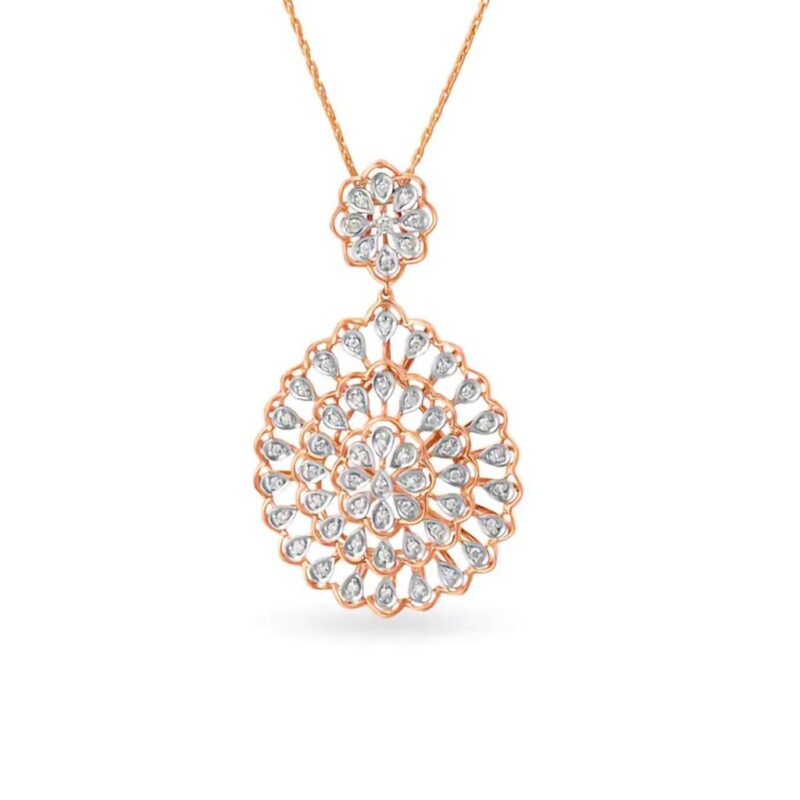 IGI Certified Natural Diamond Design Pendant 14K/18K Fine Rose Gold