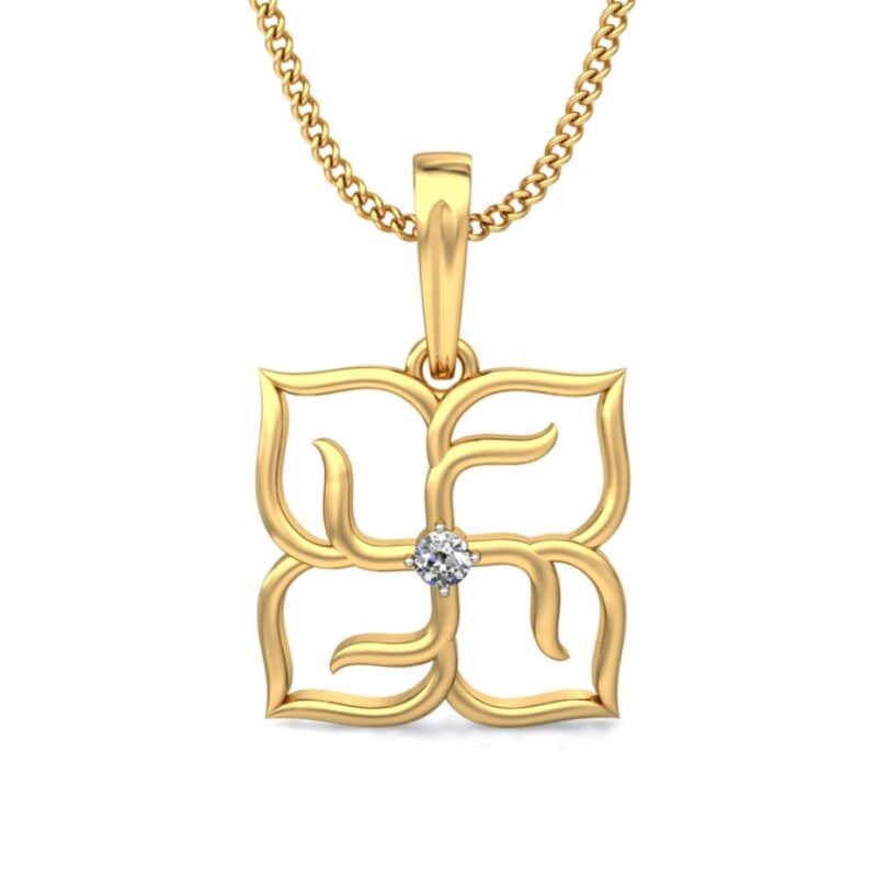 IGI Certified Natural Diamond Design Pendant 14K/18K Fine Yellow & white Gold