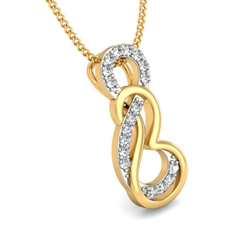 IGI Certified Natural Diamond Design Pendant 14K/18K Fine Yellow & white Gold