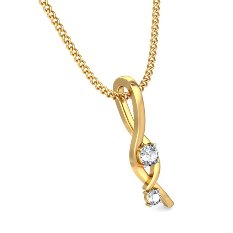 IGI Certified Natural Diamond Design Pendant 14K/18K Fine Yellow  Gold