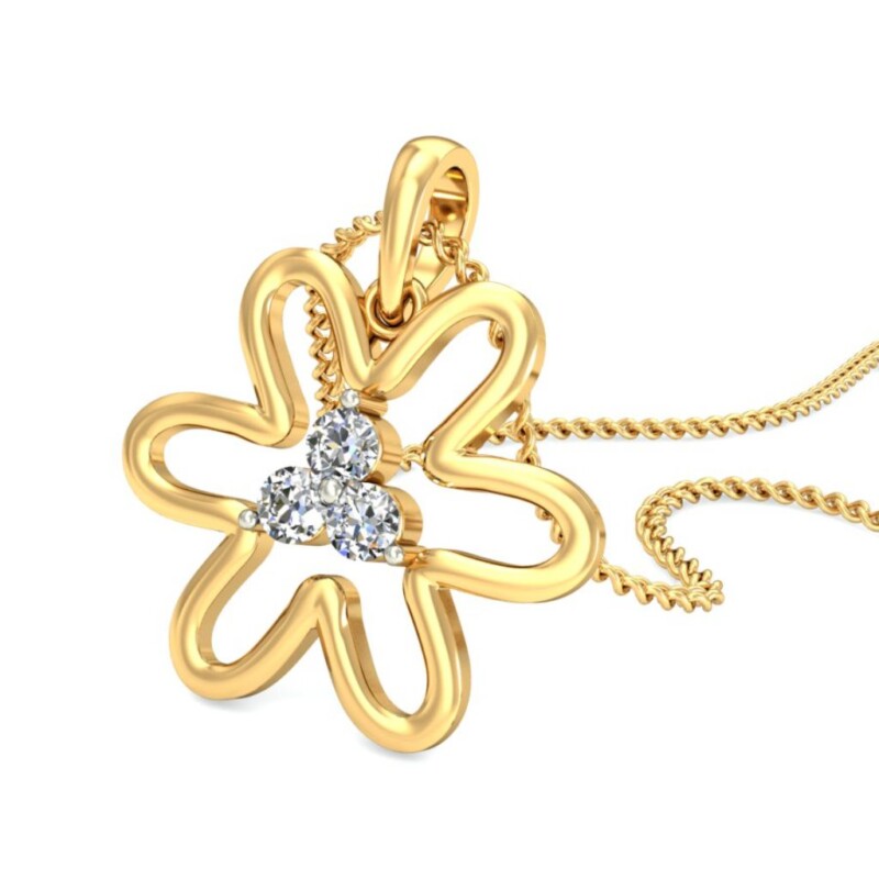 IGI Certified Natural Diamond Design Pendant 14K/18K Fine Yellow Gold