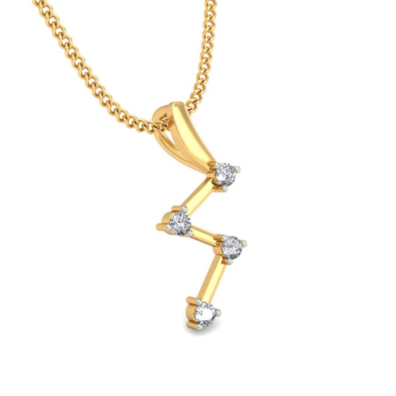 IGI Certified Natural Diamond Design Pendant 14K/18K Fine Yellow Gold