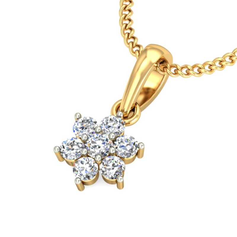 IGI Certified Natural Diamond Design Pendant 14K/18K Fine Yellow Gold