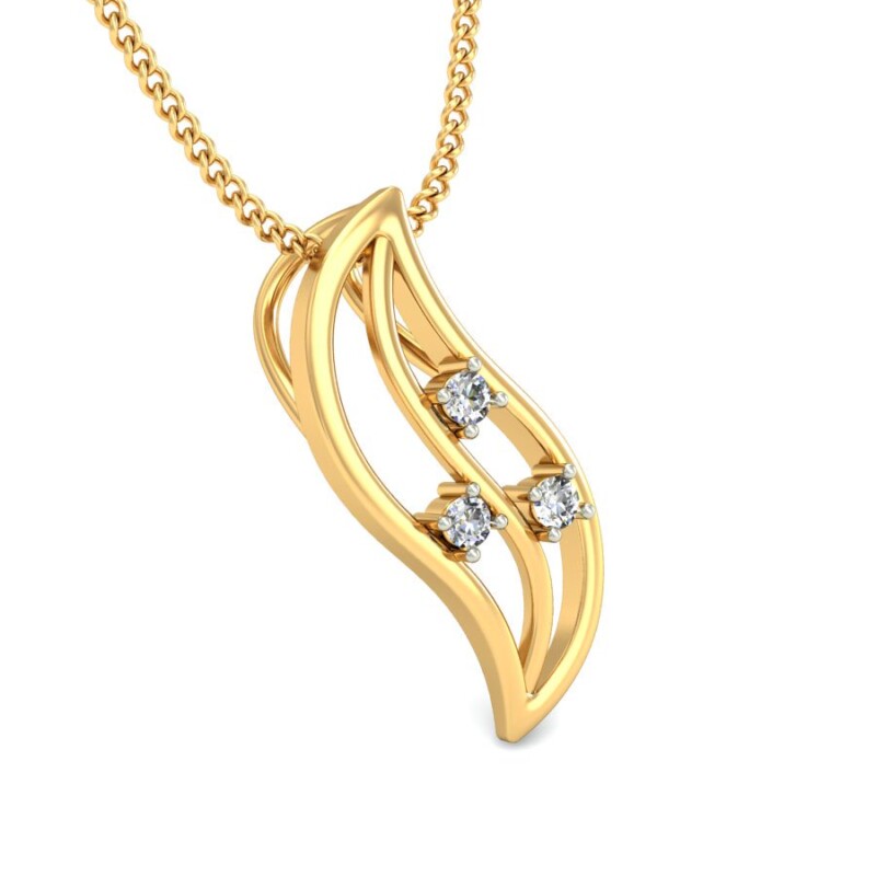 IGI Certified Natural Diamond Design Pendant 14K/18K Fine Yellow  Gold