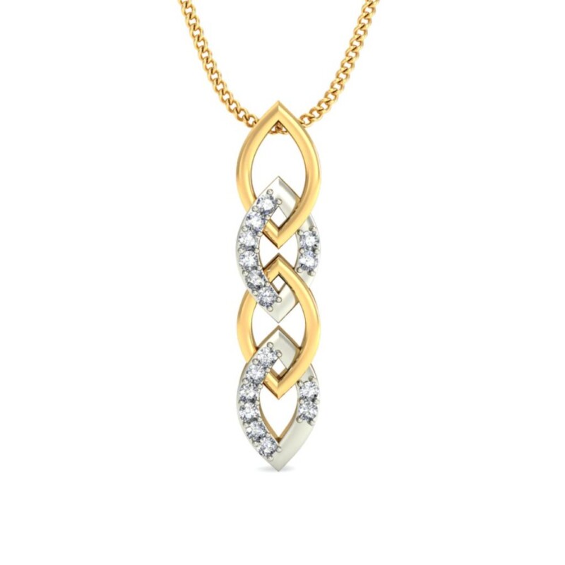 IGI Certified Natural Diamond Design Pendant 14K/18K Fine Yellow & white Gold