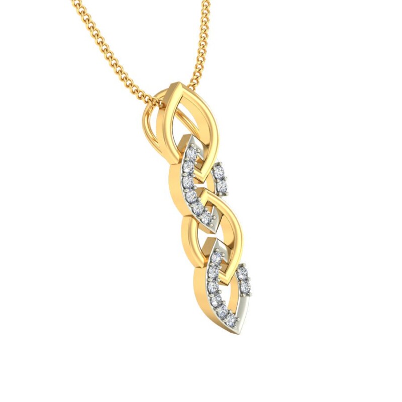 IGI Certified Natural Diamond Design Pendant 14K/18K Fine Yellow & white Gold