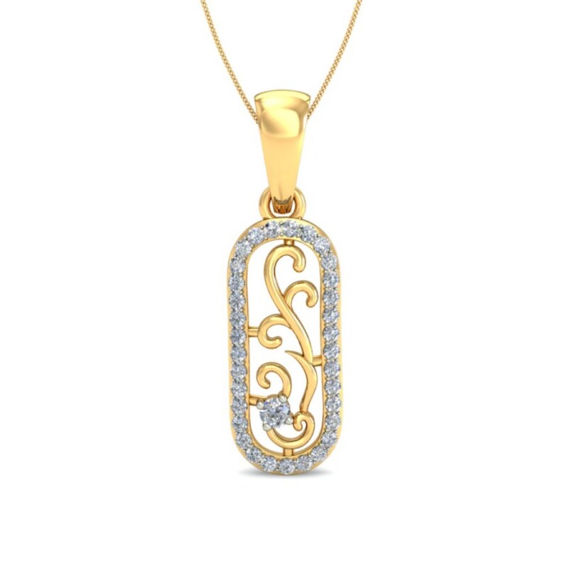 IGI Certified Natural Diamond Design Pendant 14K/18K Fine Yellow Gold