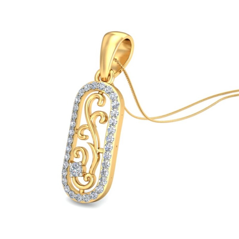 IGI Certified Natural Diamond Design Pendant 14K/18K Fine Yellow Gold