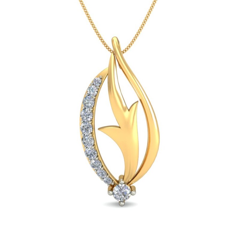 IGI Certified Natural Diamond Design Pendant 14K/18K Fine Yellow Gold