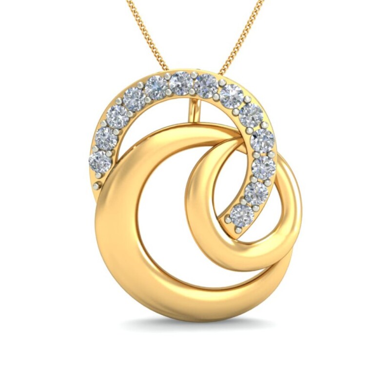 IGI Certified Natural Diamond Design Pendant 14K/18K Fine Yellow Gold