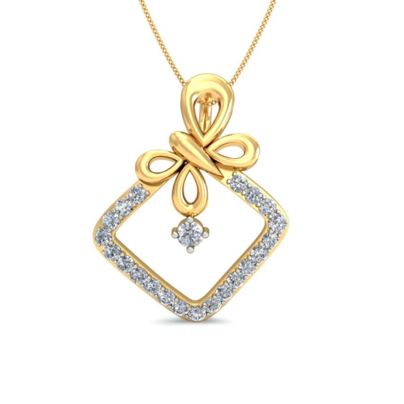 IGI Certified Natural Diamond Design Pendant 14K/18K Fine Yellow Gold