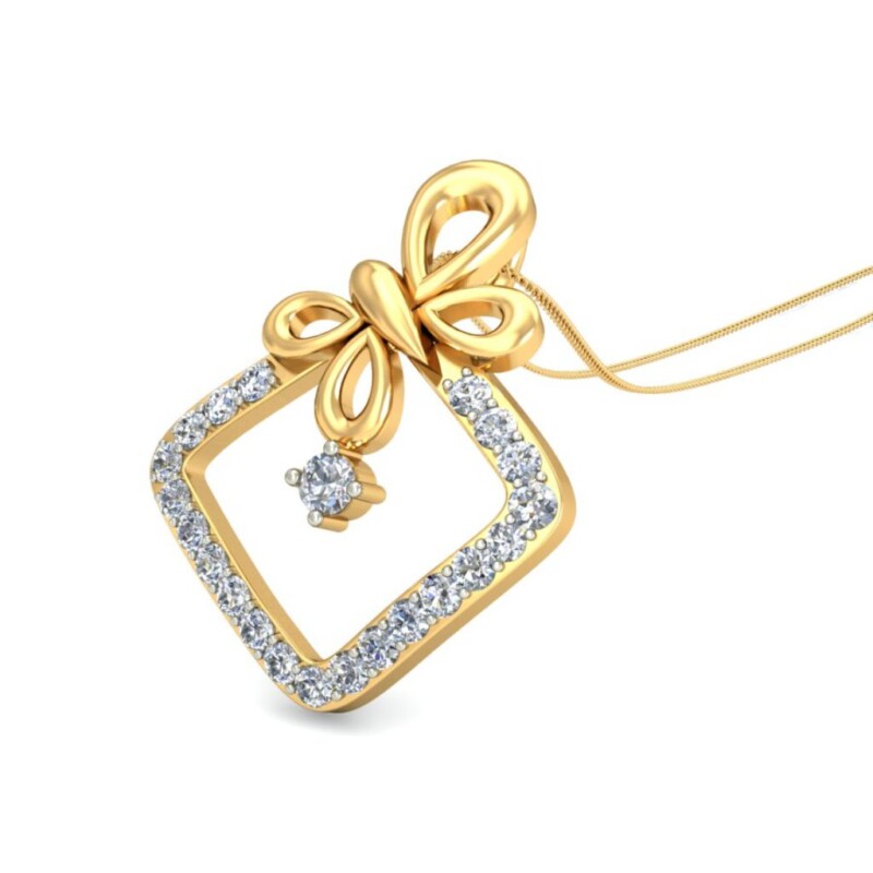 IGI Certified Natural Diamond Design Pendant 14K/18K Fine Yellow Gold