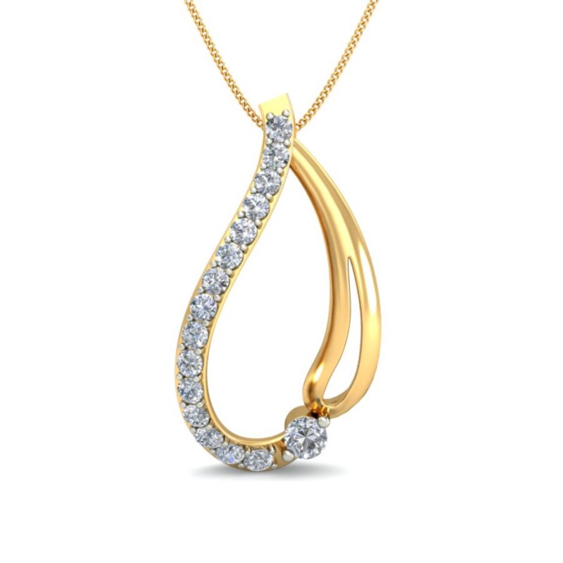 IGI Certified Natural Diamond Design Pendant 14K/18K Fine Yellow Gold