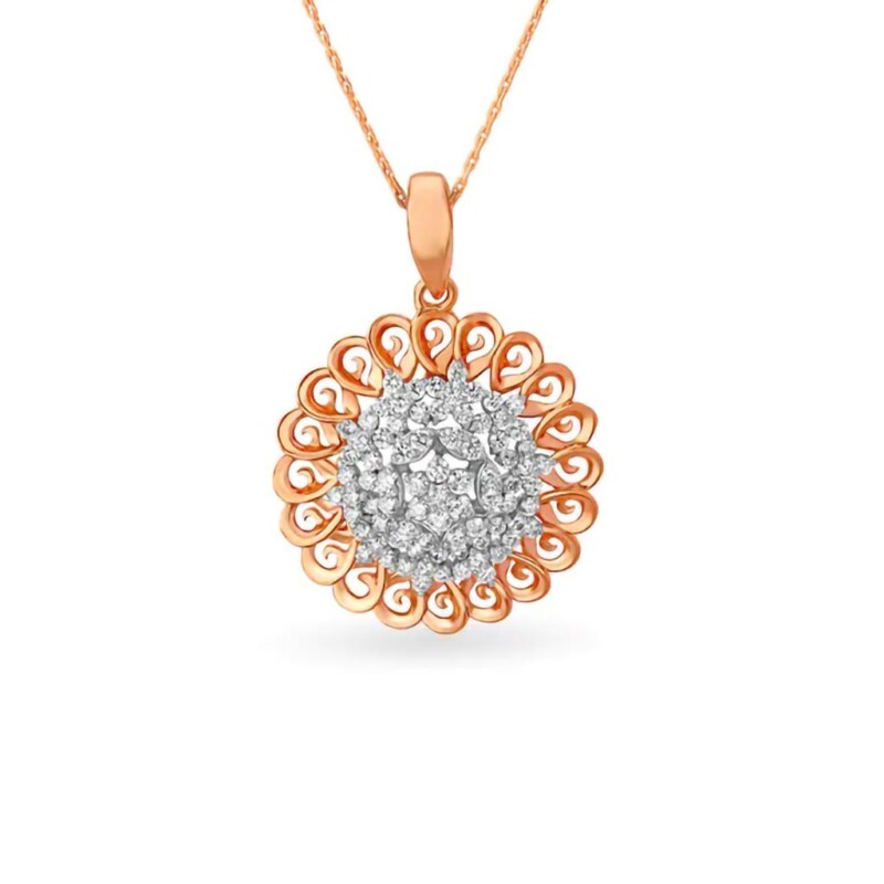 IGI Certified Natural Diamond Design Pendant 14K/18K Fine Rose Gold